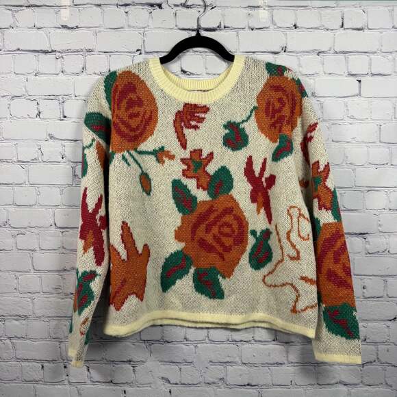See And Be Seen Sweaters - See And Be Seen Floral Embroidered Sweater Size Small